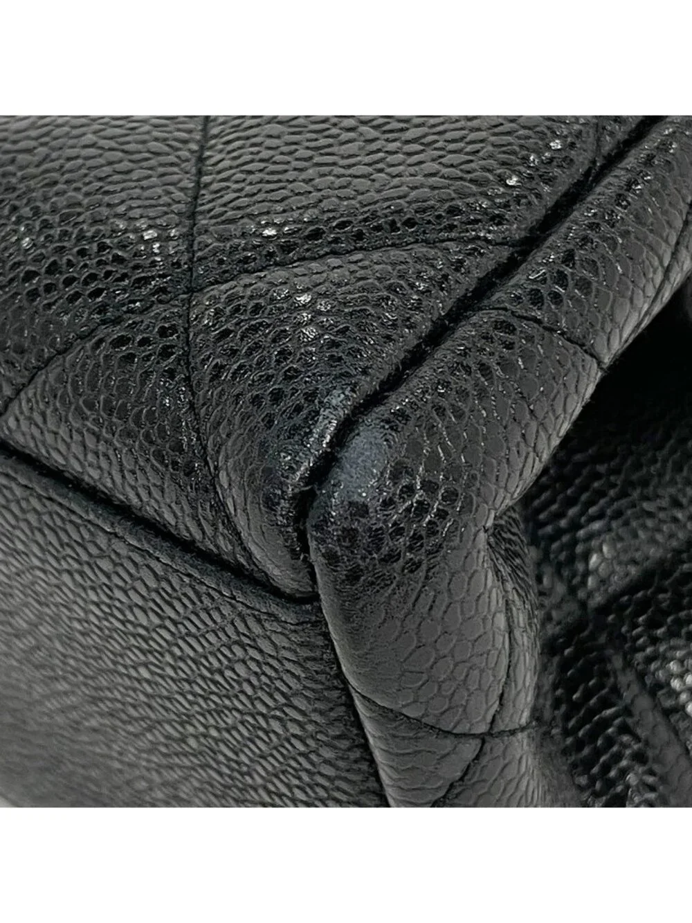 Chanel Handbag CC Logo Quilted Caviar Leather Black